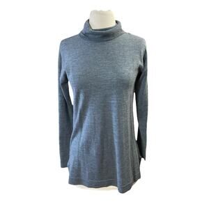 Talbots Women's 100% Merino Wool Turtleneck Sz S New Gray Tunic Basic Staple
